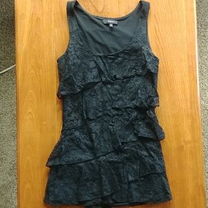 Express Black Tiered Lace Ruffle Stretch Tank Top Size XS